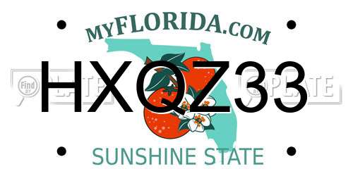 HXQZ33 Florida License Plate