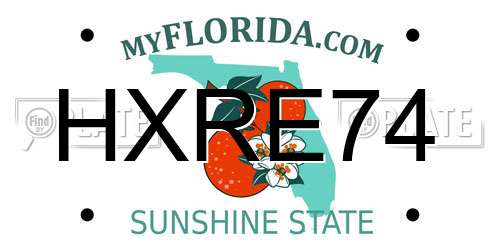 HXRE74 Florida License Plate