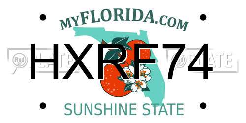 HXRF74 Florida License Plate