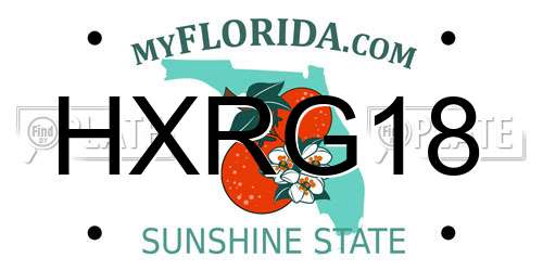 HXRG18 Florida License Plate