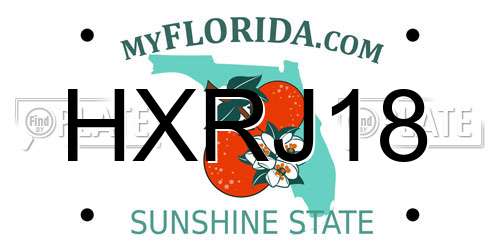 HXRJ18 Florida License Plate