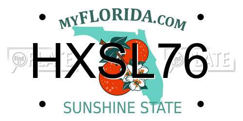 HXSL76 Florida License Plate