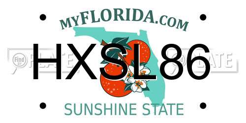 HXSL86 Florida License Plate