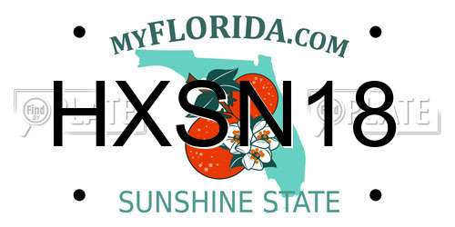 HXSN18 Florida License Plate
