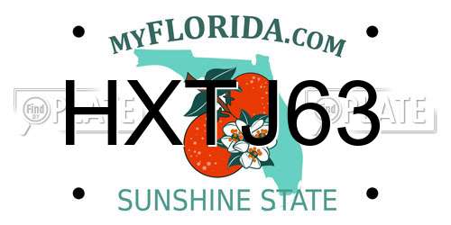 HXTJ63 Florida License Plate