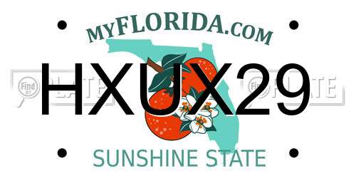 HXUX29 Florida License Plate