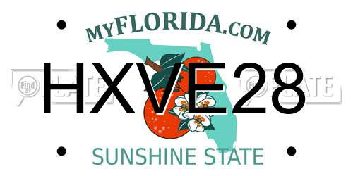 HXVE28 Florida License Plate