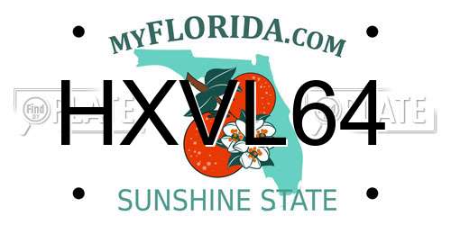 HXVL64 Florida License Plate