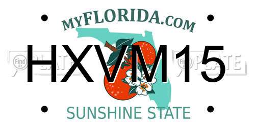 HXVM15 Florida License Plate