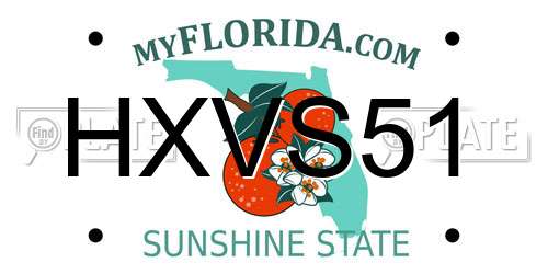 HXVS51 Florida License Plate