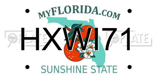 HXWI71 Florida License Plate