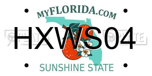 HXWS04 Florida License Plate