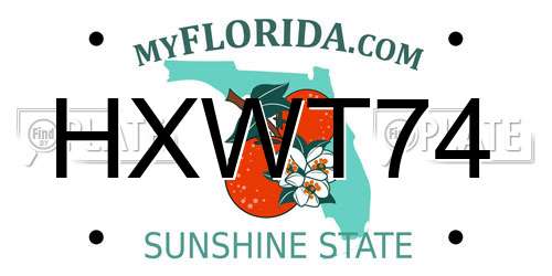 HXWT74 Florida License Plate
