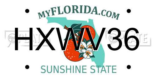 HXWV36 Florida License Plate