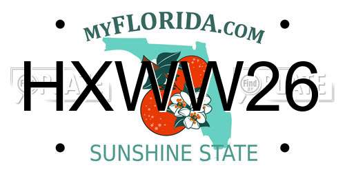 HXWW26 Florida License Plate