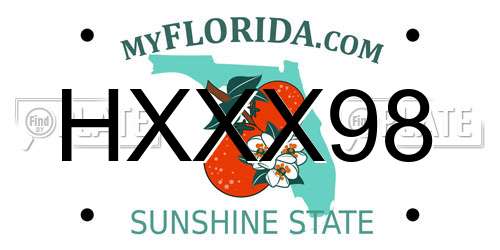HXXX98 Florida License Plate