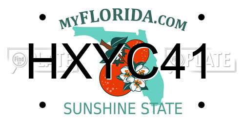 HXYC41 Florida License Plate