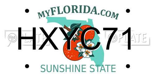 HXYC71 Florida License Plate