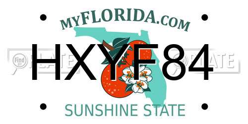 HXYF84 Florida License Plate