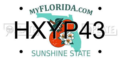 HXYP43 Florida License Plate