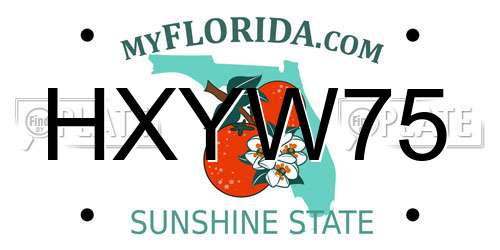 HXYW75 Florida License Plate