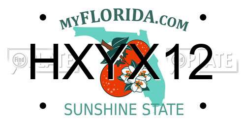 HXYX12 Florida License Plate