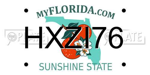 HXZI76 Florida License Plate