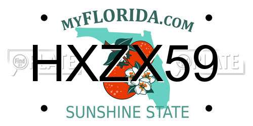 HXZX59 Florida License Plate