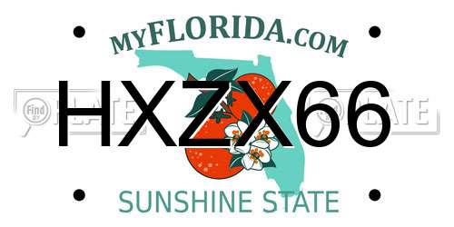 HXZX66 Florida License Plate