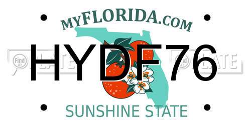 HYDF76 Florida License Plate