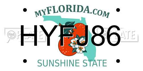 HYFJ86 Florida License Plate