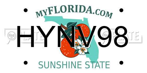 HYNV98 Florida License Plate