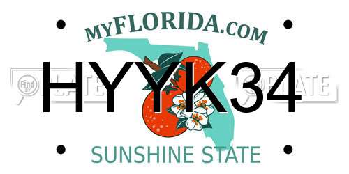 HYYK34 Florida License Plate