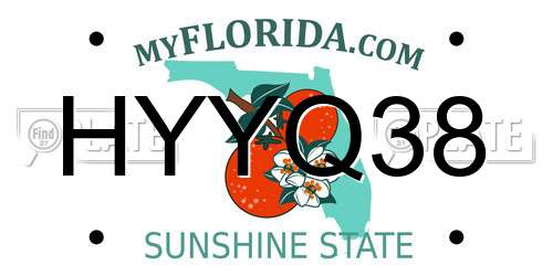 HYYQ38 Florida License Plate