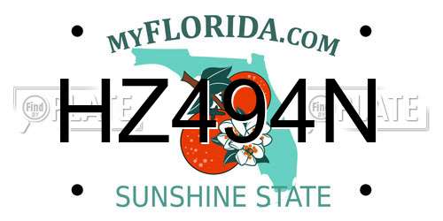 HZ494N Florida License Plate