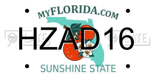 HZAD16 Florida License Plate