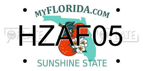 HZAF05 Florida License Plate
