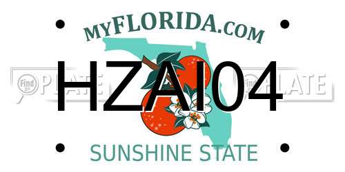 HZAI04 Florida License Plate