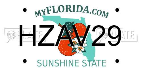 HZAV29 Florida License Plate