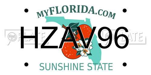 HZAV96 Florida License Plate