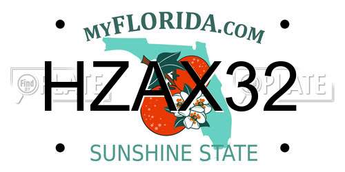 HZAX32 Florida License Plate