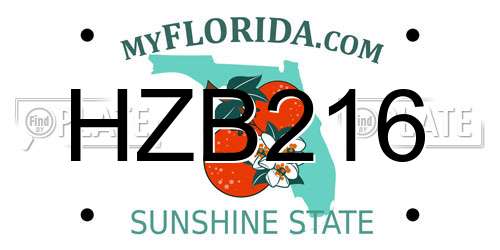 HZB216 Florida License Plate