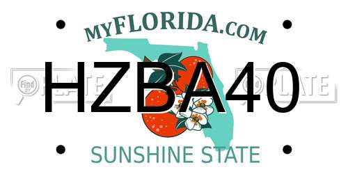 HZBA40 Florida License Plate