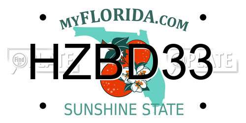 HZBD33 Florida License Plate