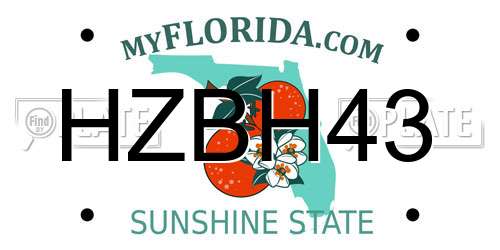 HZBH43 Florida License Plate