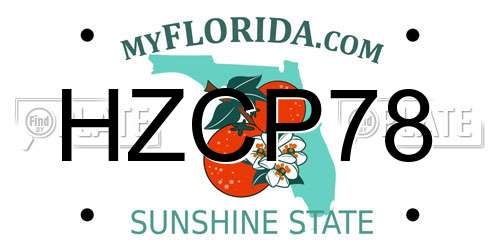 HZCP78 Florida License Plate