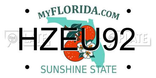 HZEU92 Florida License Plate