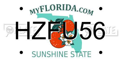 HZFU56 Florida License Plate