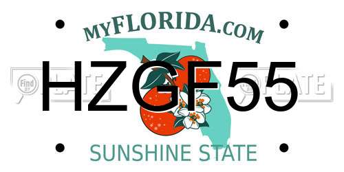 HZGF55 Florida License Plate