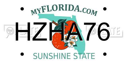 HZHA76 Florida License Plate